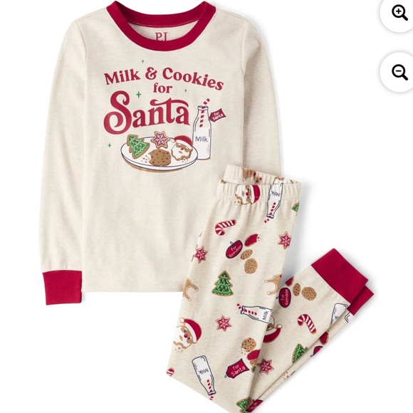 The Children's Place Other - The Children’s Place Unisex Milk & Cookies For Santa 2 PC Pajama Set Size 10 NWT